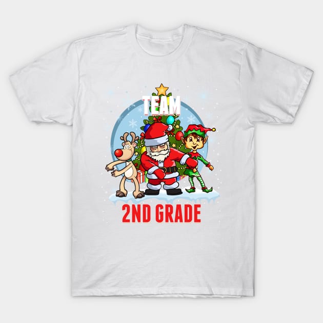 Team 2ND GRADE Santa Elf Reindeer Flossing Kids Christmas T-Shirt by johnbbmerch